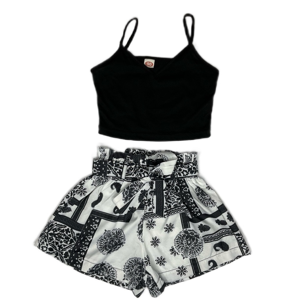 Toddler Girls Cami Top With Paisley Belted Shorts Size 2T (90)